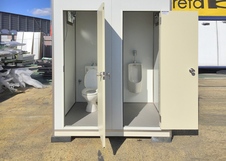 アウトレット【仮設トイレ】新品アウトレット仮設トイレユニット2個室 